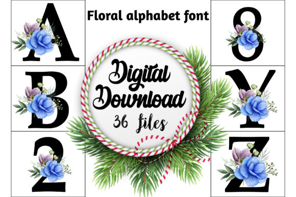 Download Floral Alphabet Font Set - Font set Collection