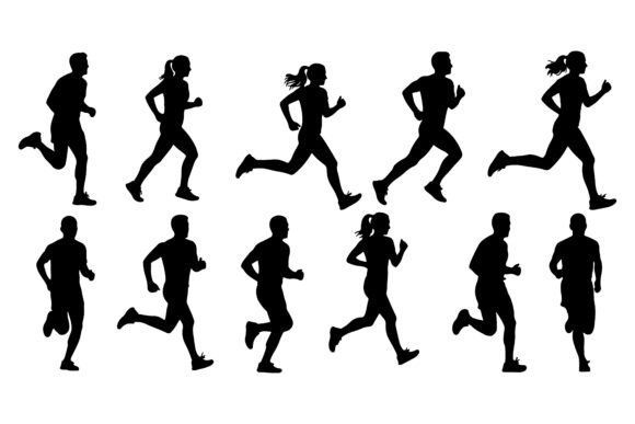 Download Diverse Group of Runners in Silhouette - Diverse Collection