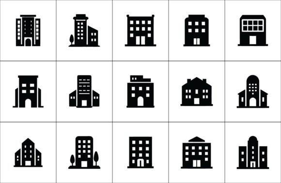 Download Diverse Silhouette Building Icons - Diverse Collection