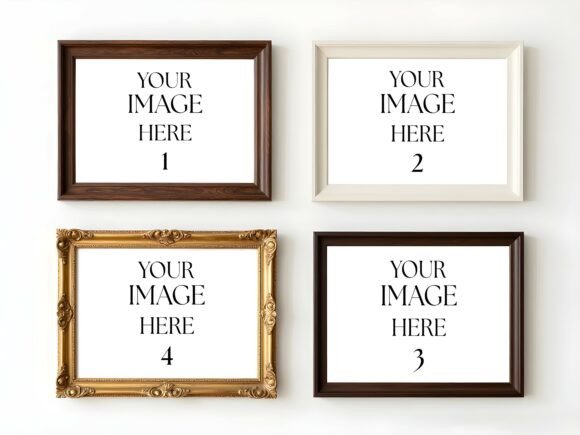 Download Set of 4 Diverse Wood &amp; Gold Frames - Diverse Collection