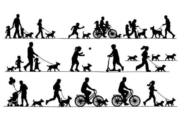 Download Diverse People and Pets in Silhouette - Diverse Collection