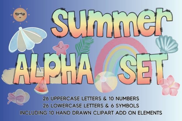 Download Summer Alpha Set PNG's &amp; 10 Cliparts - Summer Collection