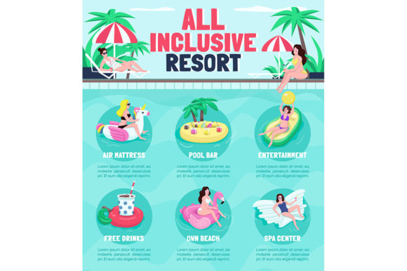 Download All Inclusive Resort Flat Color Vector - Inclusive Collection