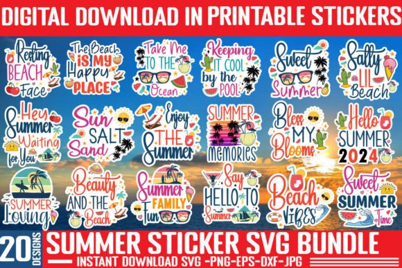 Download Summer Sticker SVG Bundle, Printable SVG - Summer Collection